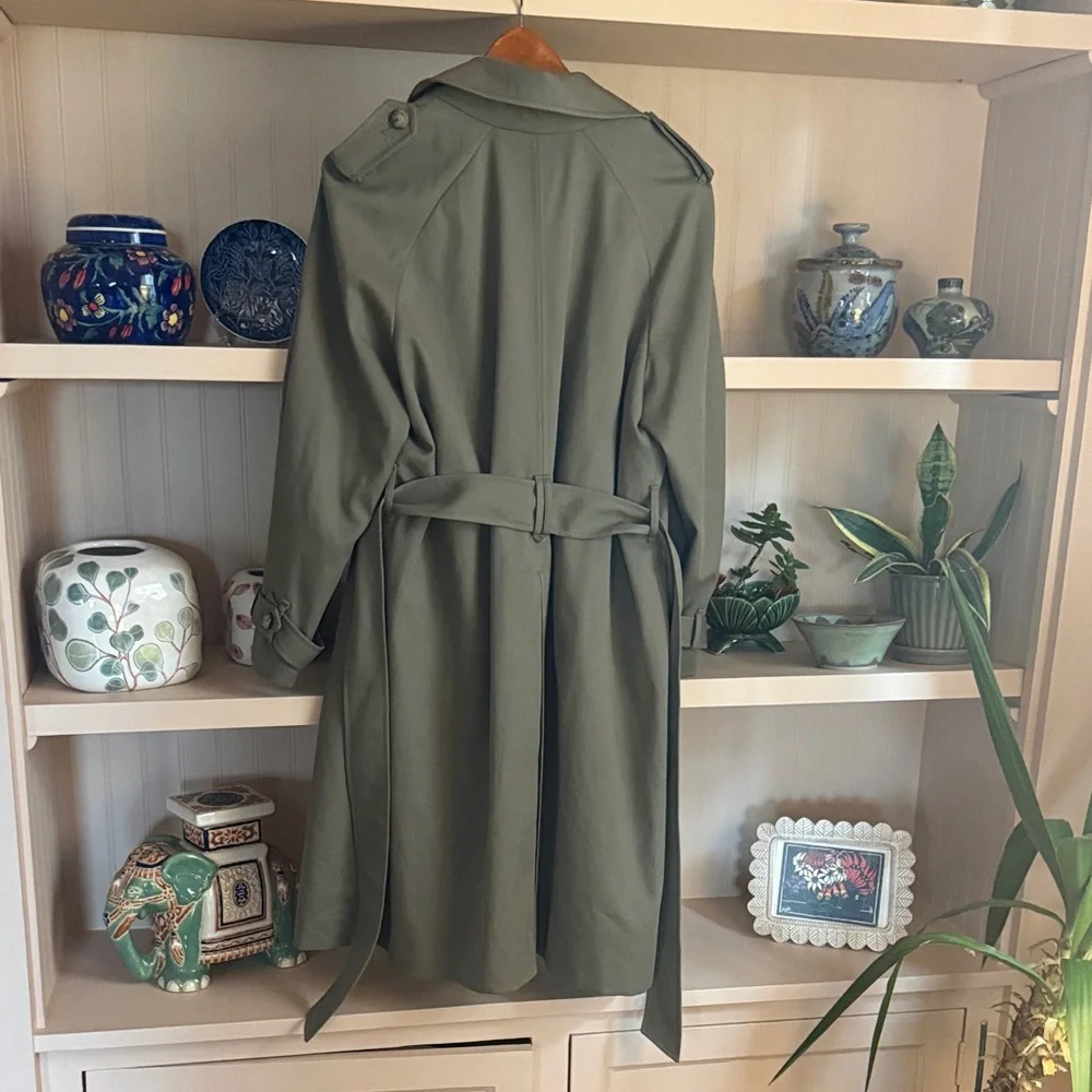 Sezane Scott Olive Trench Coat with Belt - Picture 7 of 8